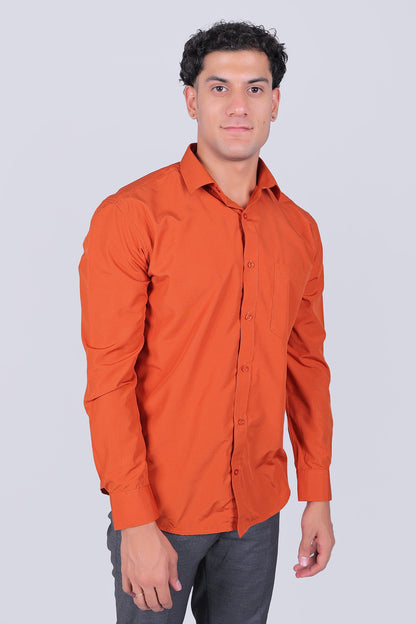 Veshbhoshaa Bluebird Vibrant Orange Men'S Office Shirt - PUSHMYCART
