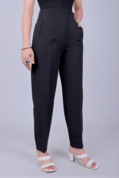 Veshbhoshaa Bluebird Women'S High-Waist Black Trouser - PUSHMYCART