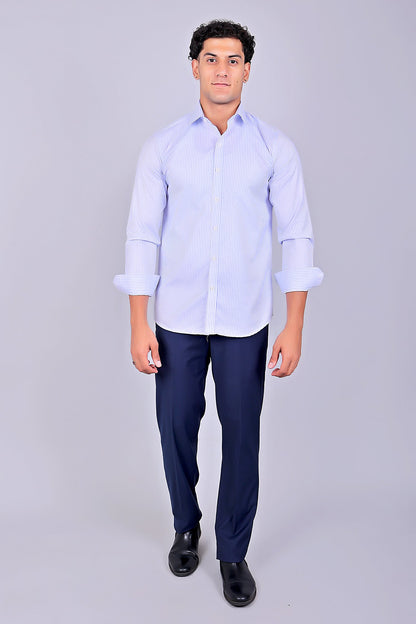 Veshbhoshaa Bluebird Men'S Blue Stretch Band Trousers - PUSHMYCART