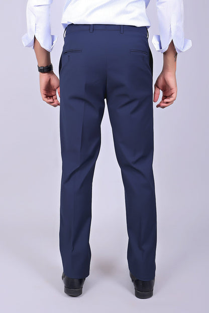 Veshbhoshaa Bluebird Men'S Blue Stretch Band Trousers - PUSHMYCART