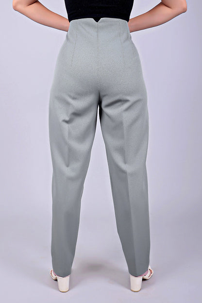 Veshbhoshaa Bluebird Women'S High-Waist Grey Trouser - PUSHMYCART