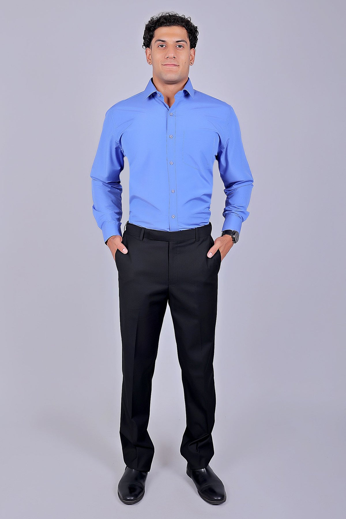 Veshbhoshaa Bluebird Men'S Black Stretch Band Trousers - PUSHMYCART