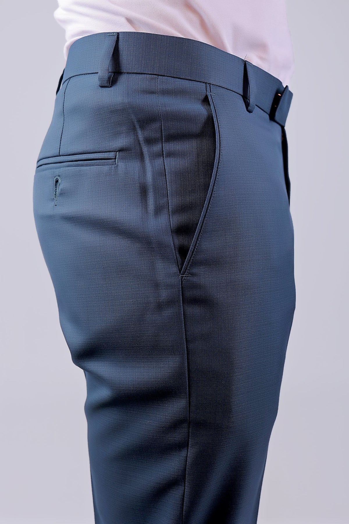 Veshbhoshaa Bluebird Tailored Fit Marengo Blue Trouser - PUSHMYCART