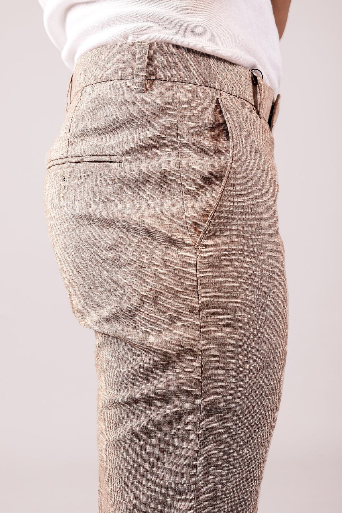 Veshbhoshaa Bluebird Men'S Dark Brown Lycra Linen Formal Trouser - PUSHMYCART