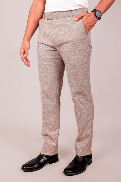 Veshbhoshaa Bluebird Men'S Dark Brown Lycra Linen Formal Trouser - PUSHMYCART