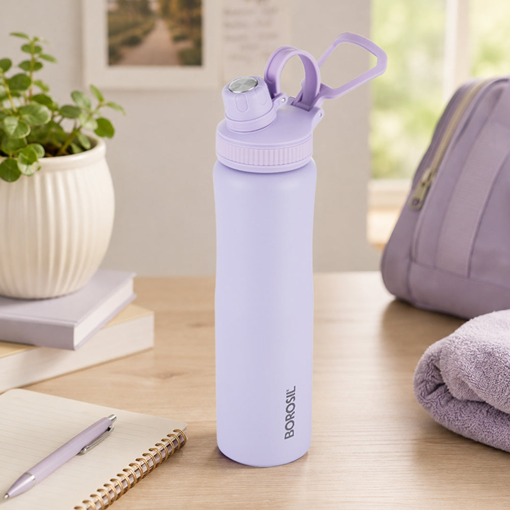 Borosil Active Vaccum Insulated Bottle Lavender
