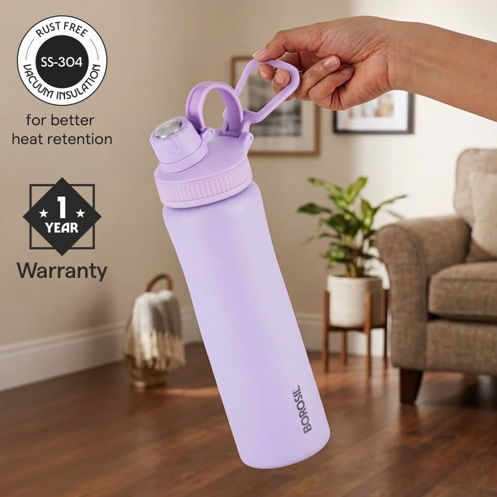 Borosil Active Vaccum Insulated Bottle Lavender