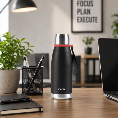 Borosil Altis Vacuum Insualted Bottle Black