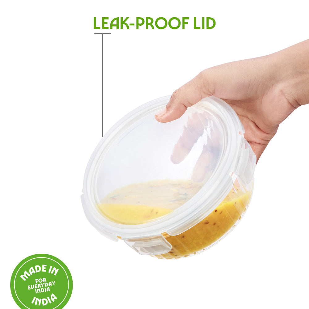 Borosil Klip N Store Round Fluted Glass Container