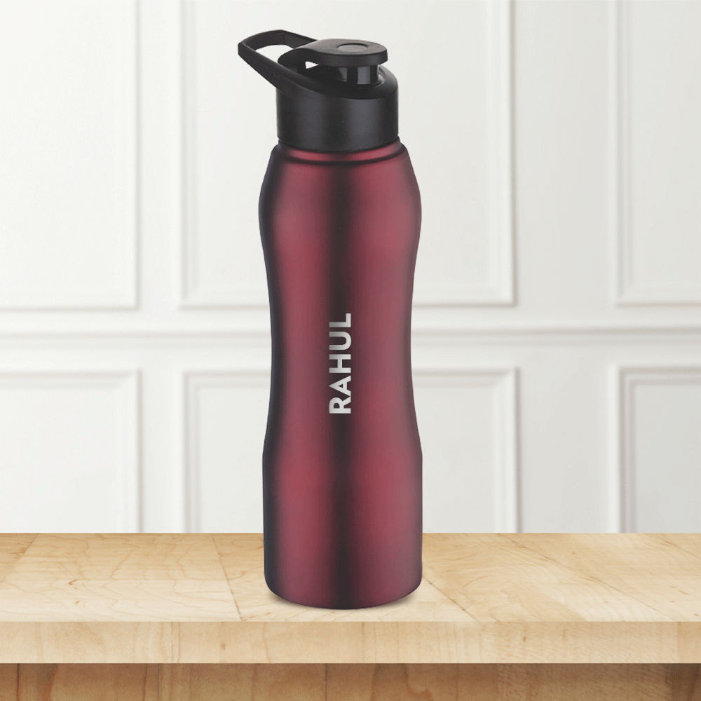 Borosil Personalised Grip n Sip Single Wall Bottle Maroon