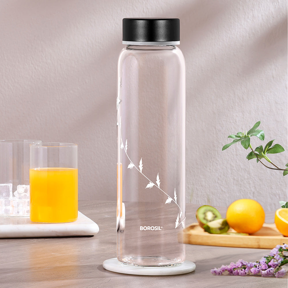 Borosil Crysto White Krip Glass Bottle