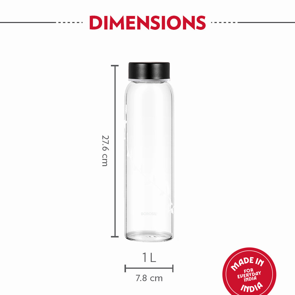 Borosil Crysto White Krip Glass Bottle