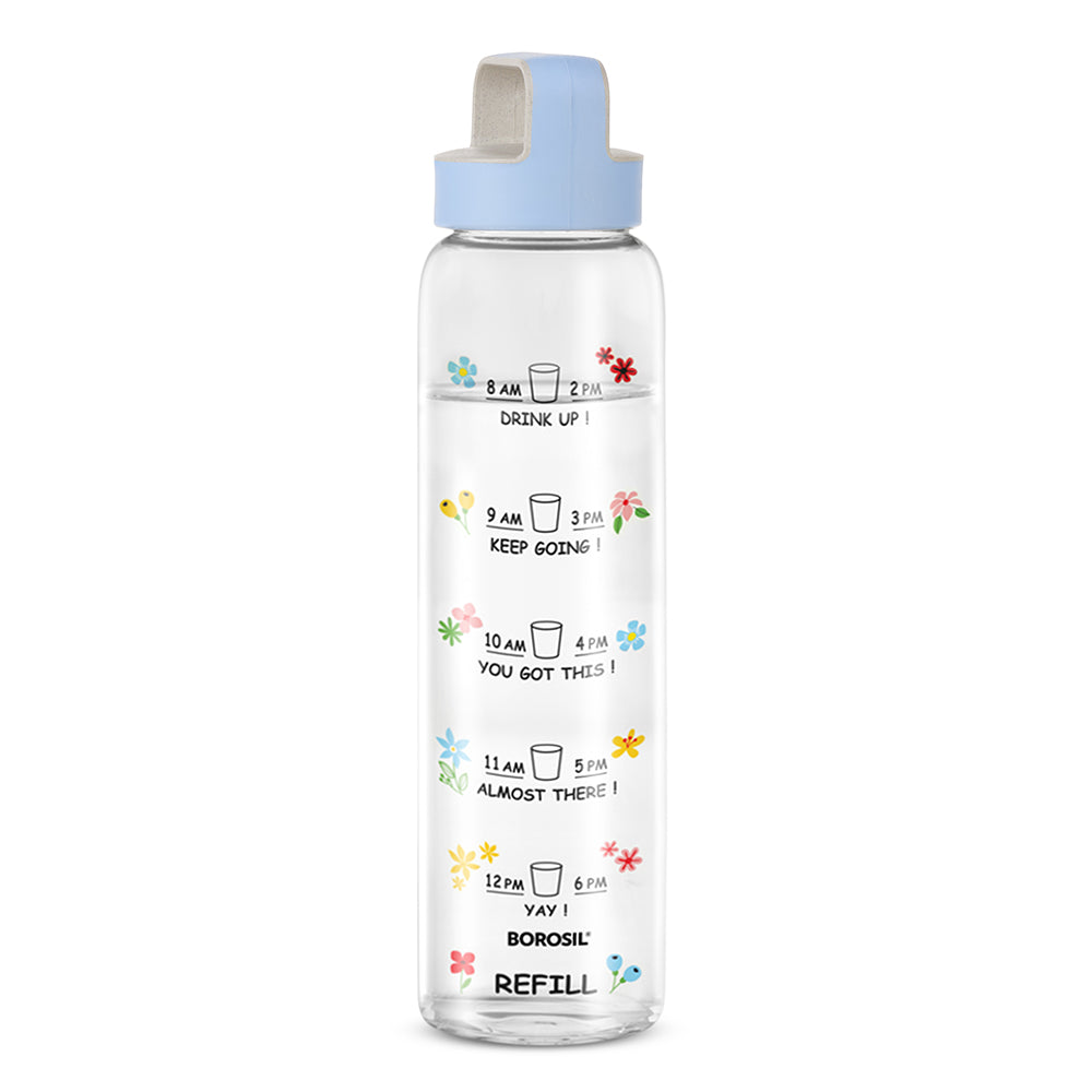 Borosil AM PM Clear Glass Bottle