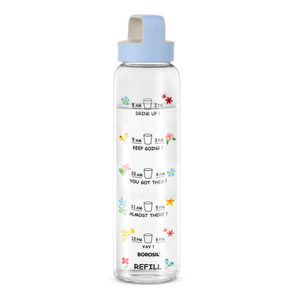 Borosil AM PM Clear Glass Bottle