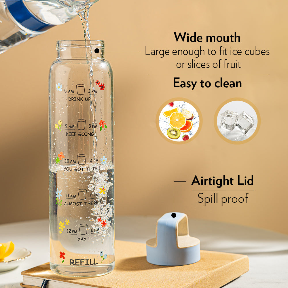 Borosil AM PM Clear Glass Bottle