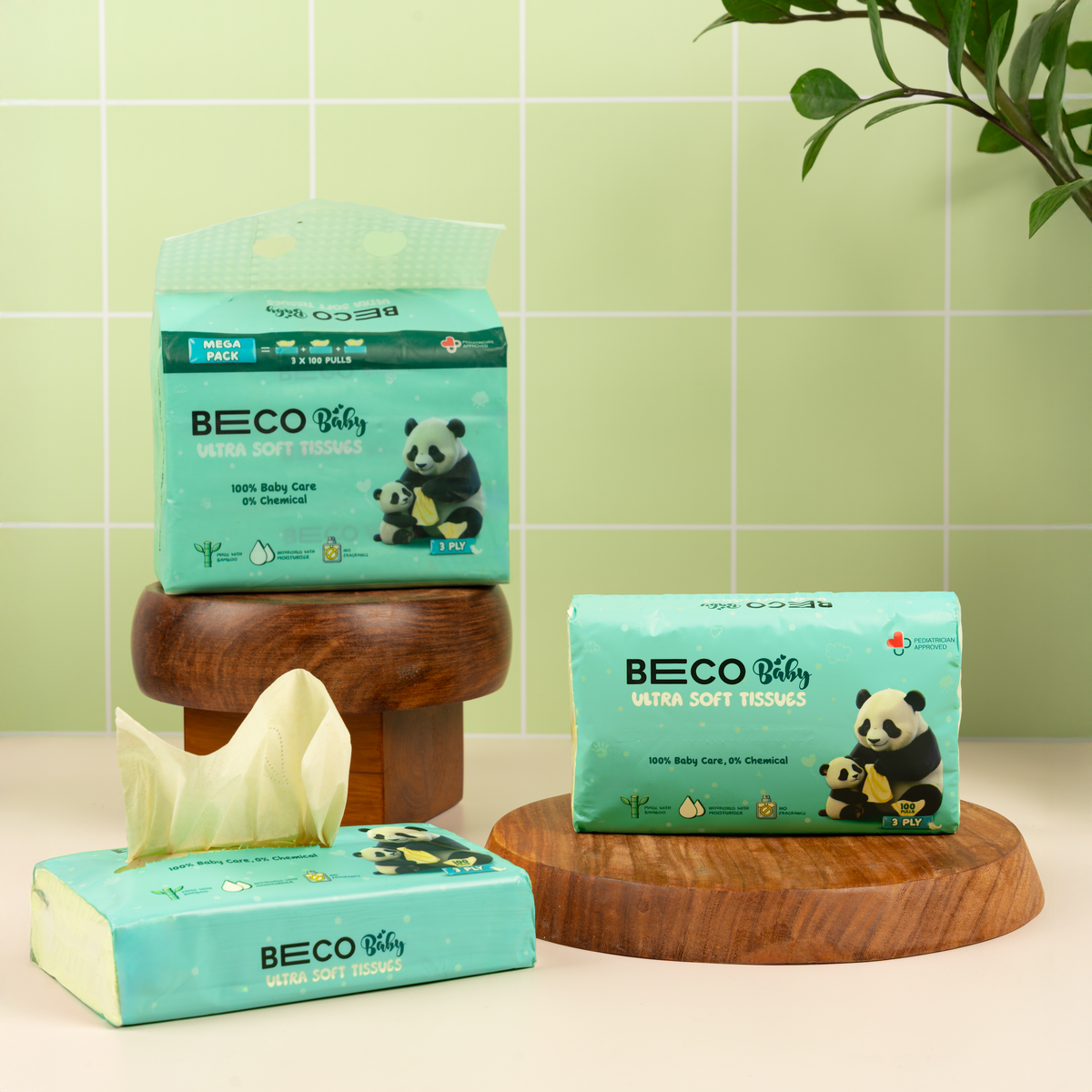 BECO Ultra Soft Baby Tissues 3 ply 100 Pulls Pack of 3 image 3