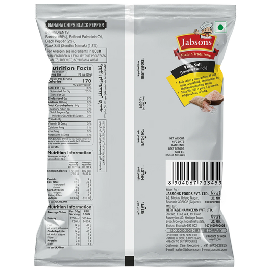 Jabsons Foods Black Pepper Banana Chips