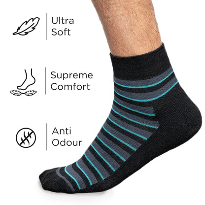 Heelium Bamboo Stripe Quarter Socks - 4 Pairs