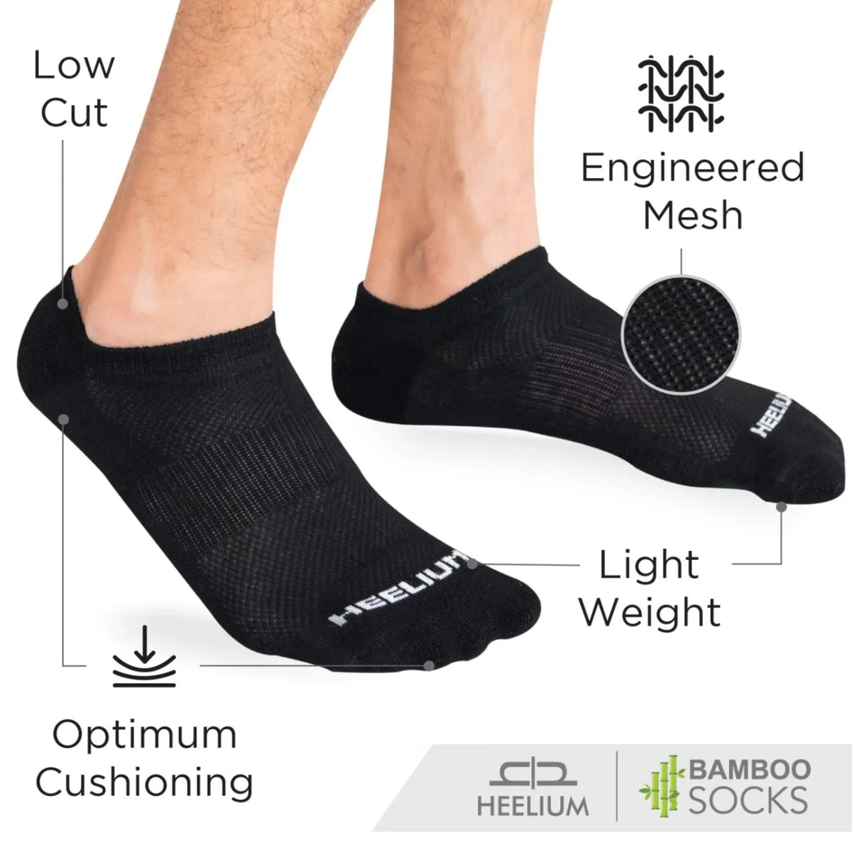 Heelium Bamboo Zero Socks for Men - 2 Pairs