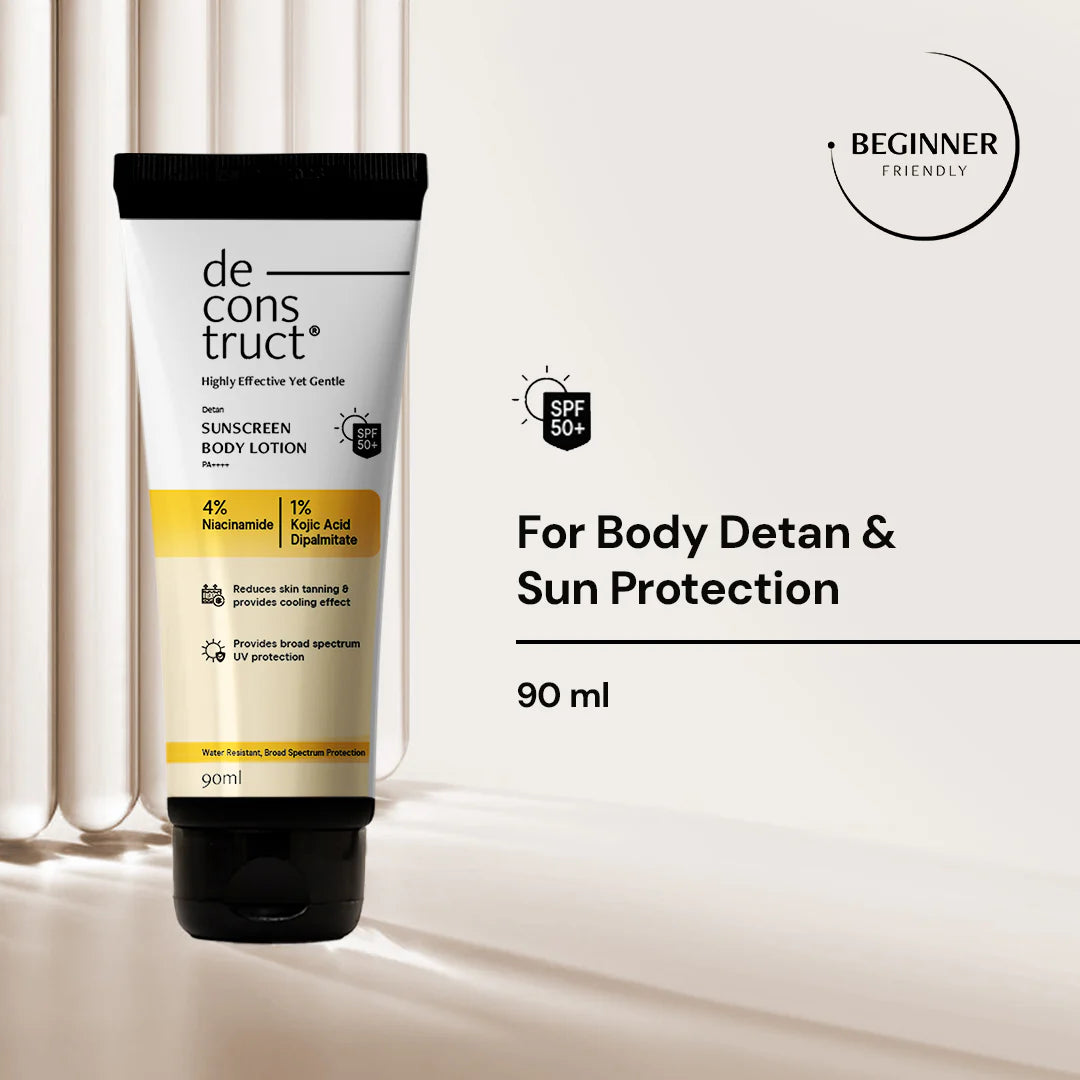 Deconstruct Detan Sunscreen Body Lotion 4% Niacinamide +1% Kojic Acid Dipalmitate + SPF 50 PA++++