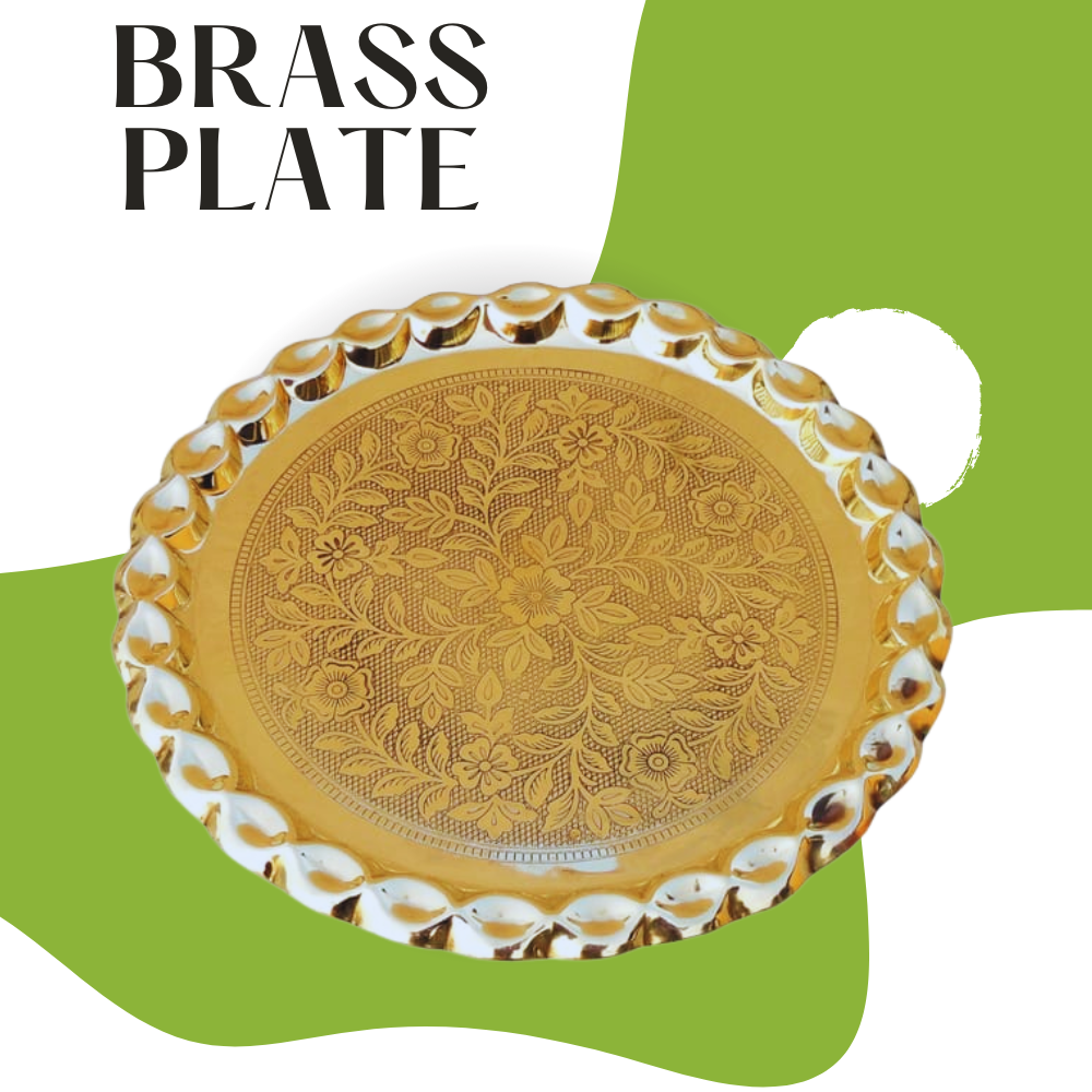 Brass Plate With Flower Design 0.6kg - PUSHMYCART
