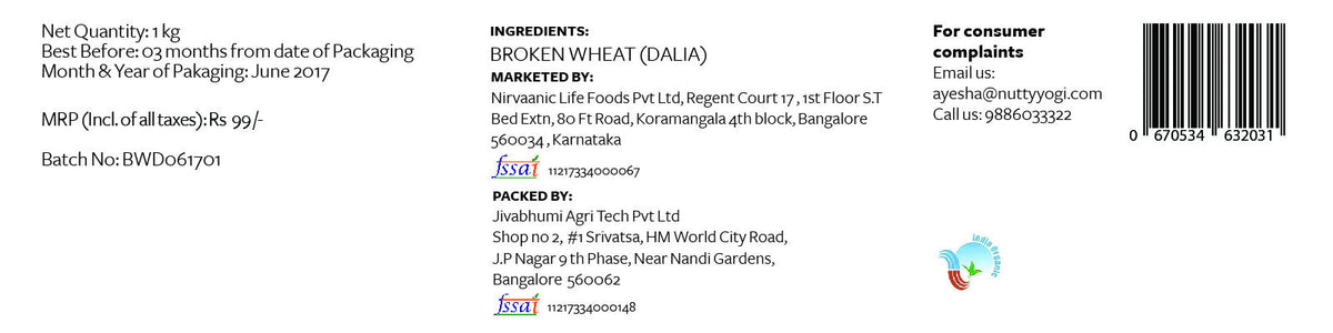 Nutty Yogi Organic Broken Wheat Daliya