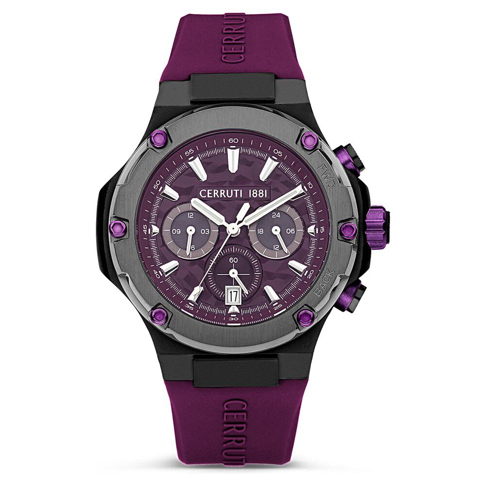 Cerruti 1881 Purple Dial Silicone Strap Watch for Men - image 1