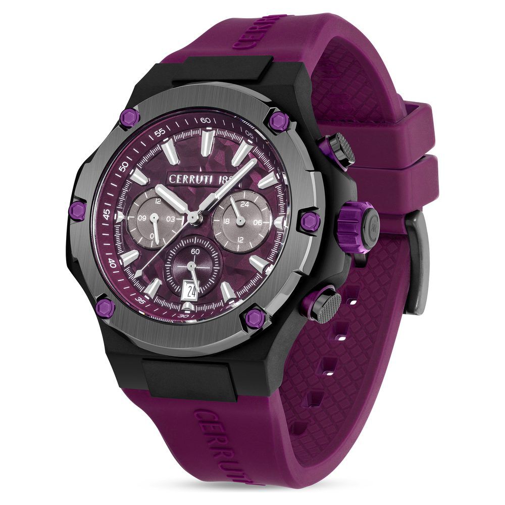Cerruti 1881 Purple Dial Silicone Strap Watch for Men