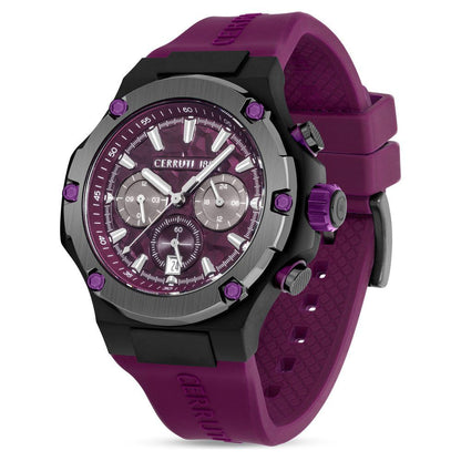 Cerruti 1881 Purple Dial Silicone Strap Watch for Men