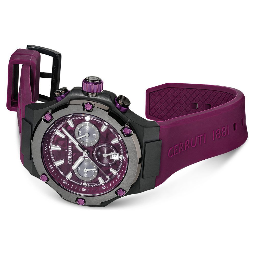 Cerruti 1881 Purple Dial Silicone Strap Watch for Men