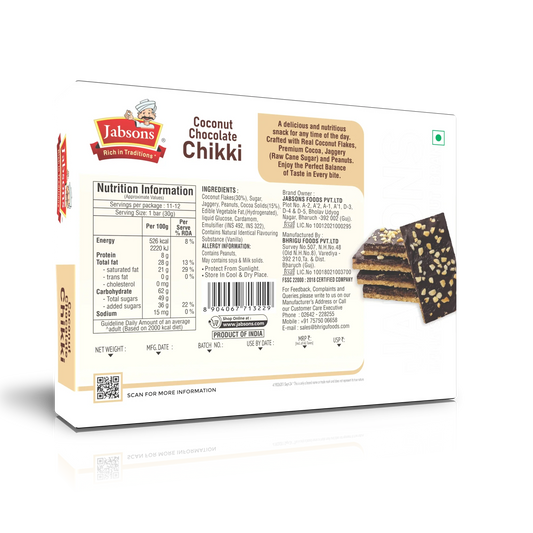 Jabsons Foods Coconut Chocolate Chikki