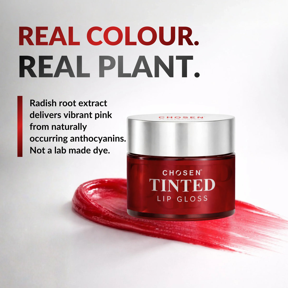 Chosen Tinted Lip Gloss with high shine and botanical radish root pigment, featuring a watermelon freshness. - Image 4