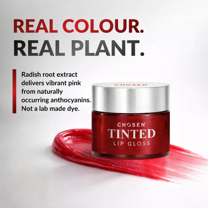 Chosen Tinted Lip Gloss with high shine and botanical radish root pigment, featuring a watermelon freshness. - Image 4