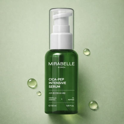 Mirabelle Korea Cica Peptide Intensive Serum bottle, soothing and hydrating for all skin types, including sensitive Indian...