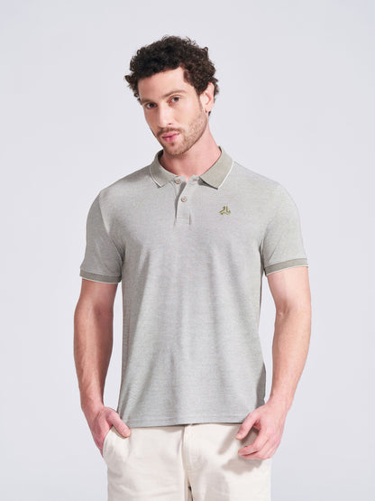 Campus Mens Olive Self Design Polo Collar T Shirt hirt 2