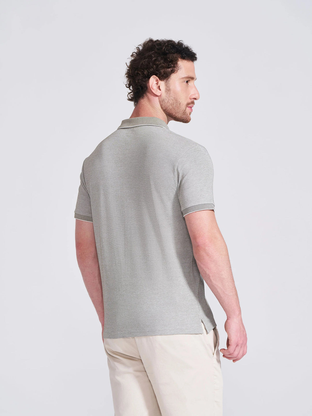 Campus Mens Olive Self Design Polo Collar T Shirt hirt 2