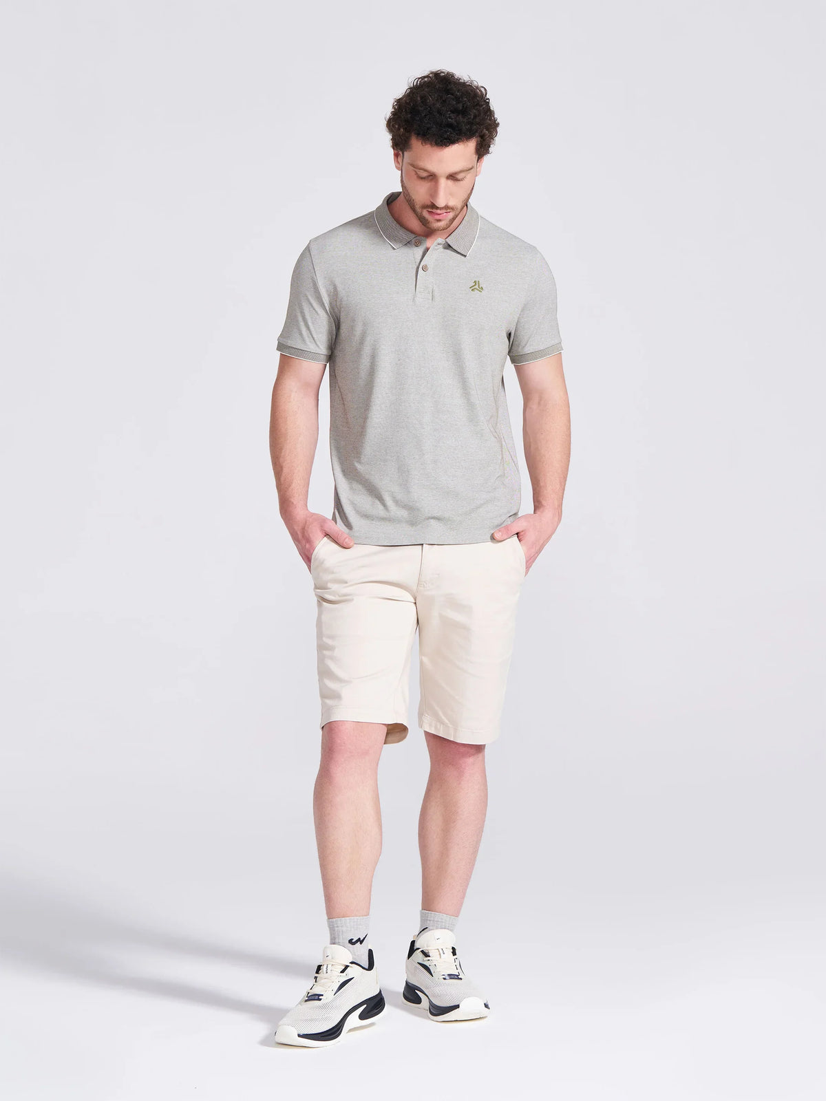 Campus Mens Olive Self Design Polo Collar T Shirt hirt 2