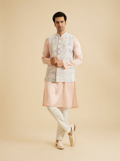 Manyavar Elegant Charm Cream Nehru Jacket - view 3
