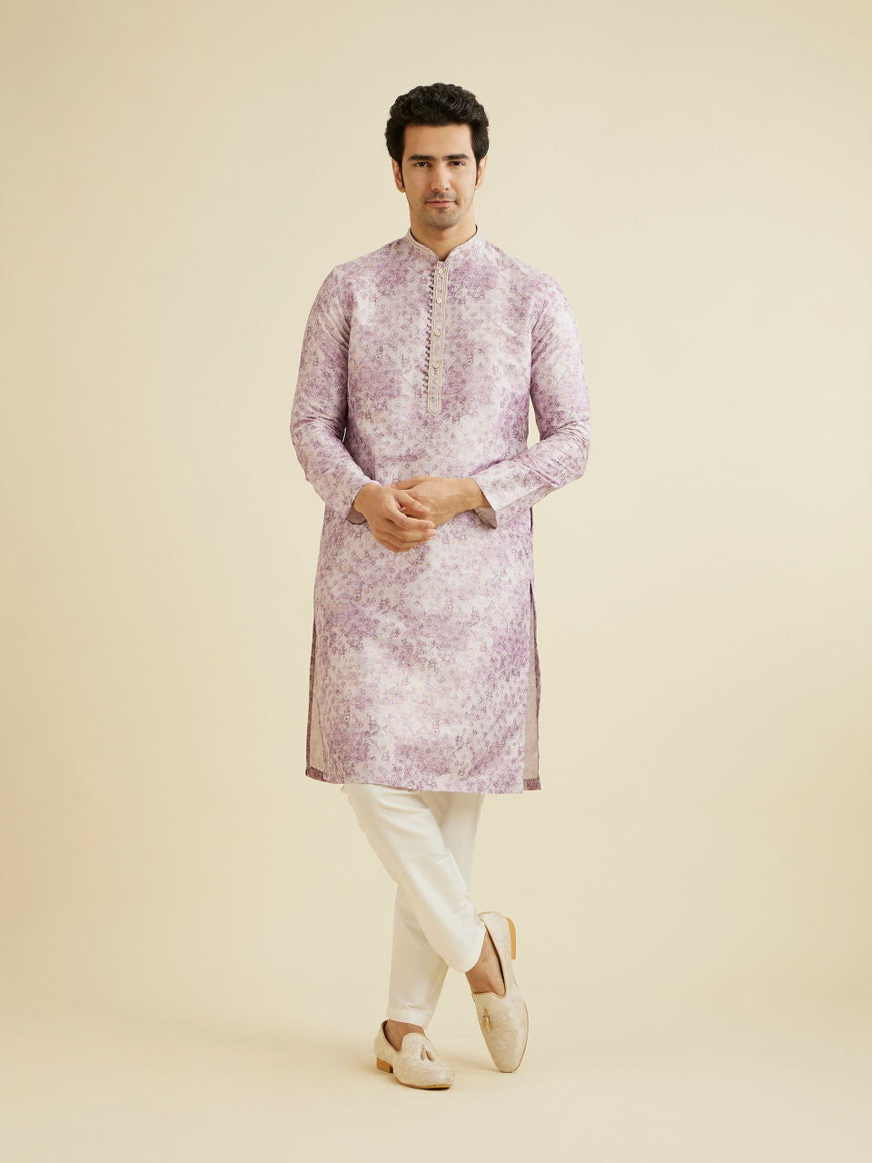 Manyavar Elegant Lilac Kurta Pajama - view 3