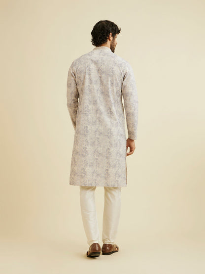 Manyavar Lavendar Grey Chikankari Patterned Kurta Set - view 6