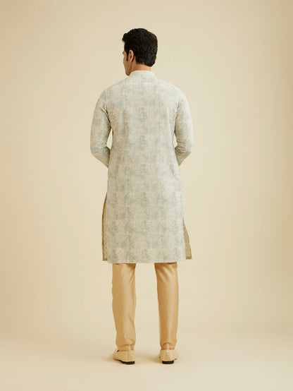 Manyavar Soft Green Chikankari Patterned Kurta Set - view 6