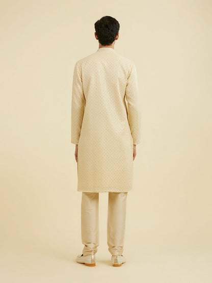 Manyavar Regal Beige Ensemble Kurta Pajama - view 6