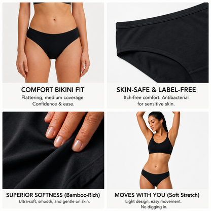 Heelium Bamboo Underwear Bikini for Women - Pack of 1