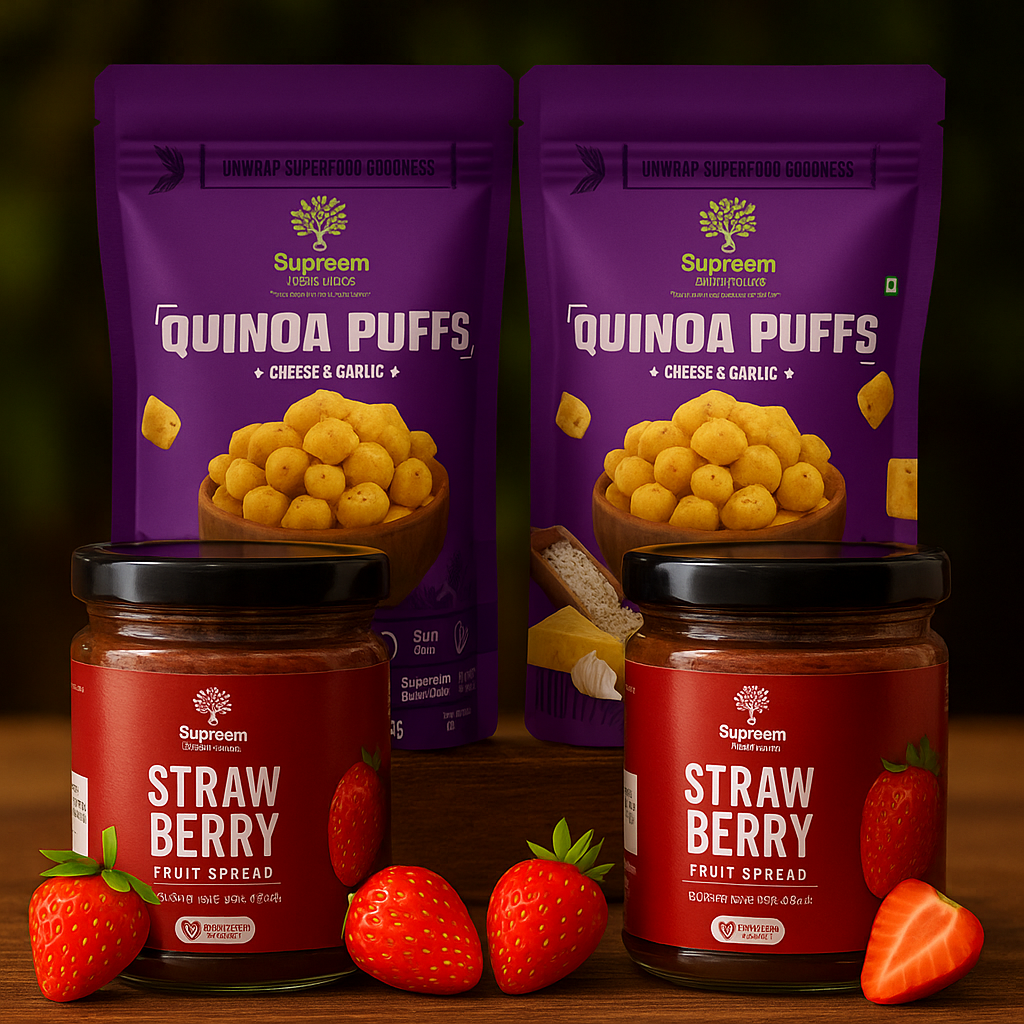 Supreem Super Foods Quinoa Puffs Pack Of 2 + Strawberry Spread 200gms