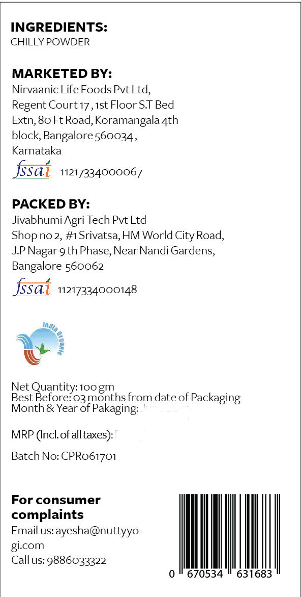 Nutty Yogi Organic Red Chilly Powder / Laal Mirch