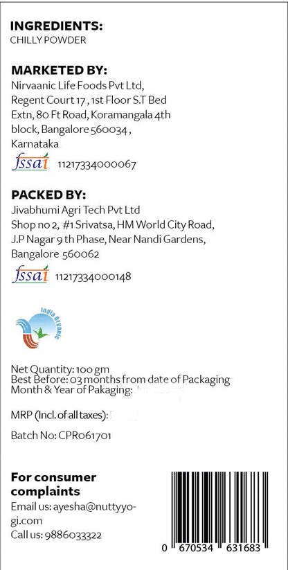 Nutty Yogi Organic Red Chilly Powder / Laal Mirch