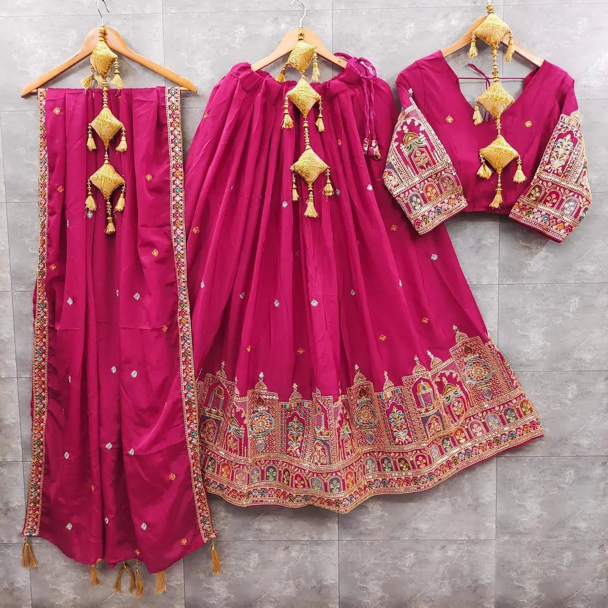 Ethenika Chinon Silk Sequence Thread Embroidery Garba Chaniya Choli