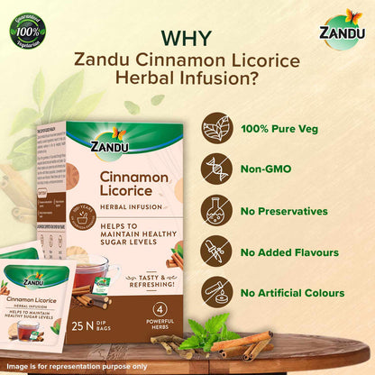 zandu cinnamon licorice herbal infusion tea bags