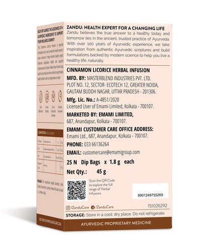 zandu cinnamon licorice herbal infusion tea bags
