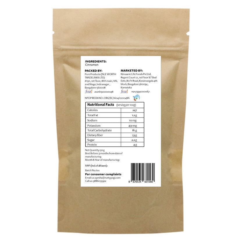 Nutty Yogi Ceylon Cinnamon Bark 50 gm